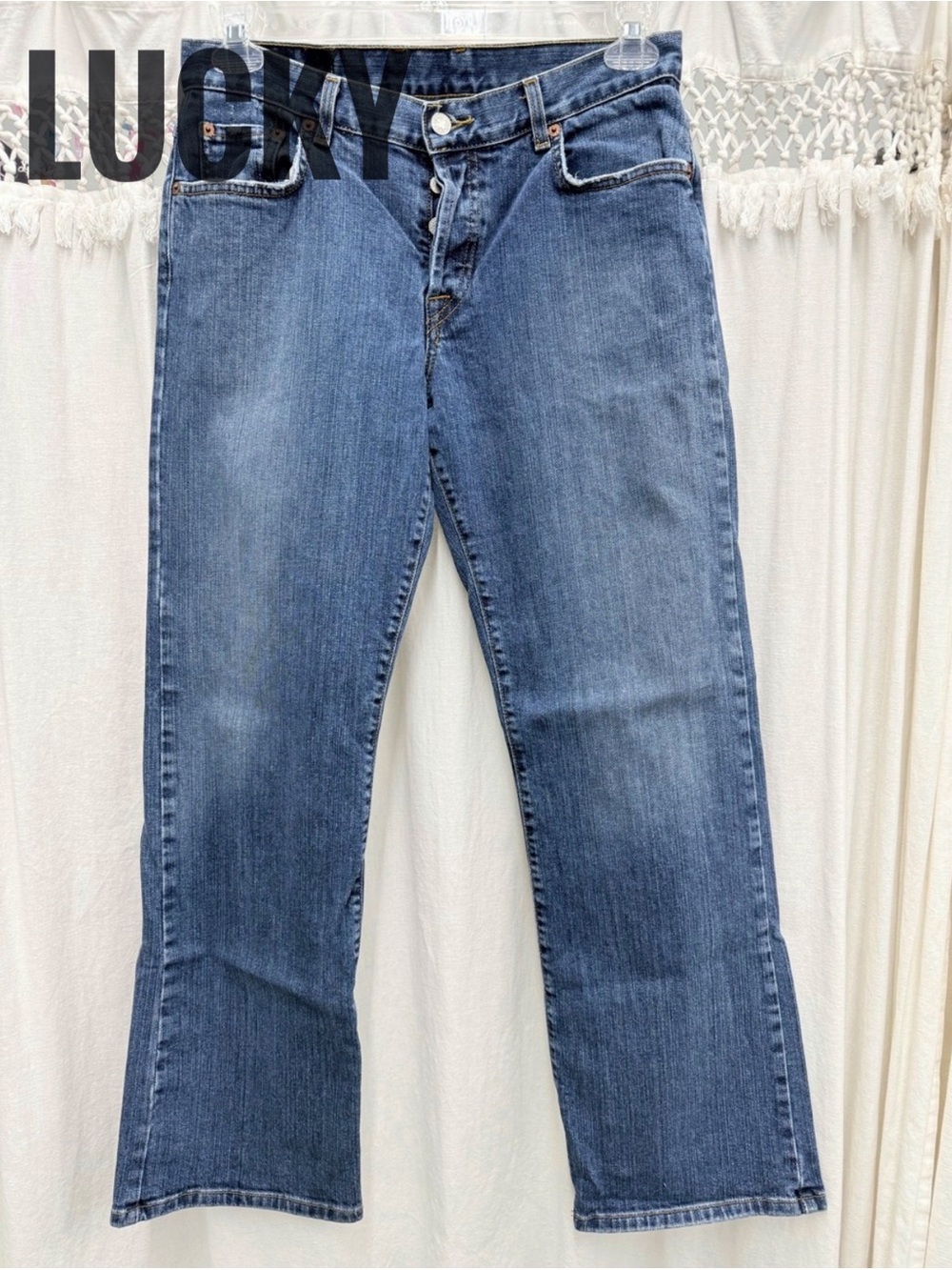 Vintage Lucky Brand Easy Rider Jeans Button Fly Made In USA Denim Size 10/30